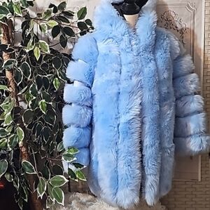 ZOH1 Baby Blue Faux Fur Jacket XXL NWOT